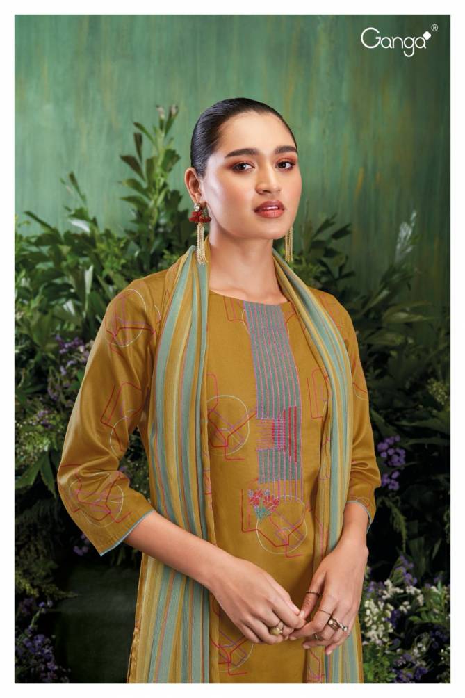 Carista 2129 By Ganga Cotton Silk Printed Dress Material Catalog